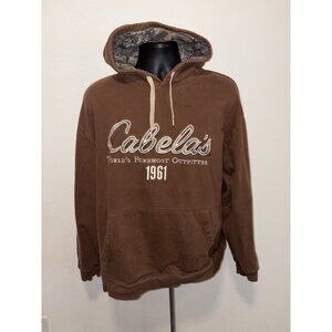 Cabela's Hoodie Mens XL Brown Camo Lined Hood 1961 Pullover Sweatshirt